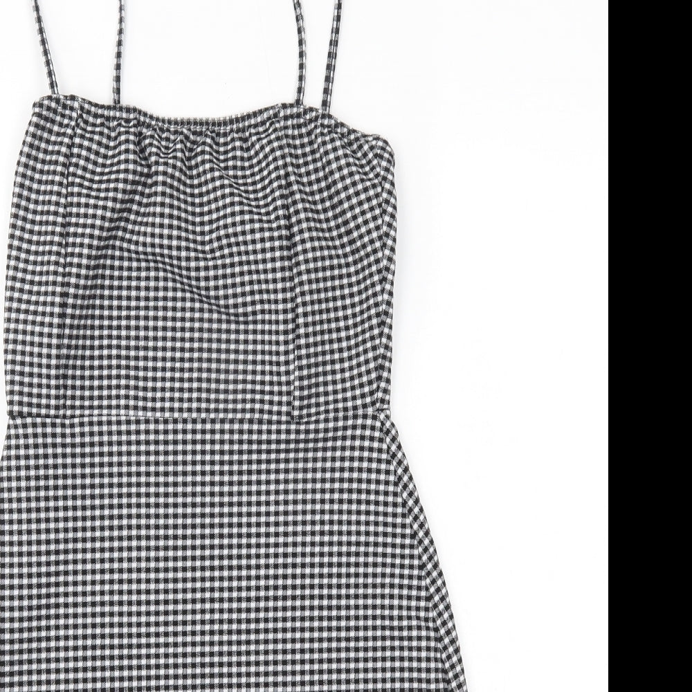 Boohoo Womens Grey Check  A-Line  Size 10