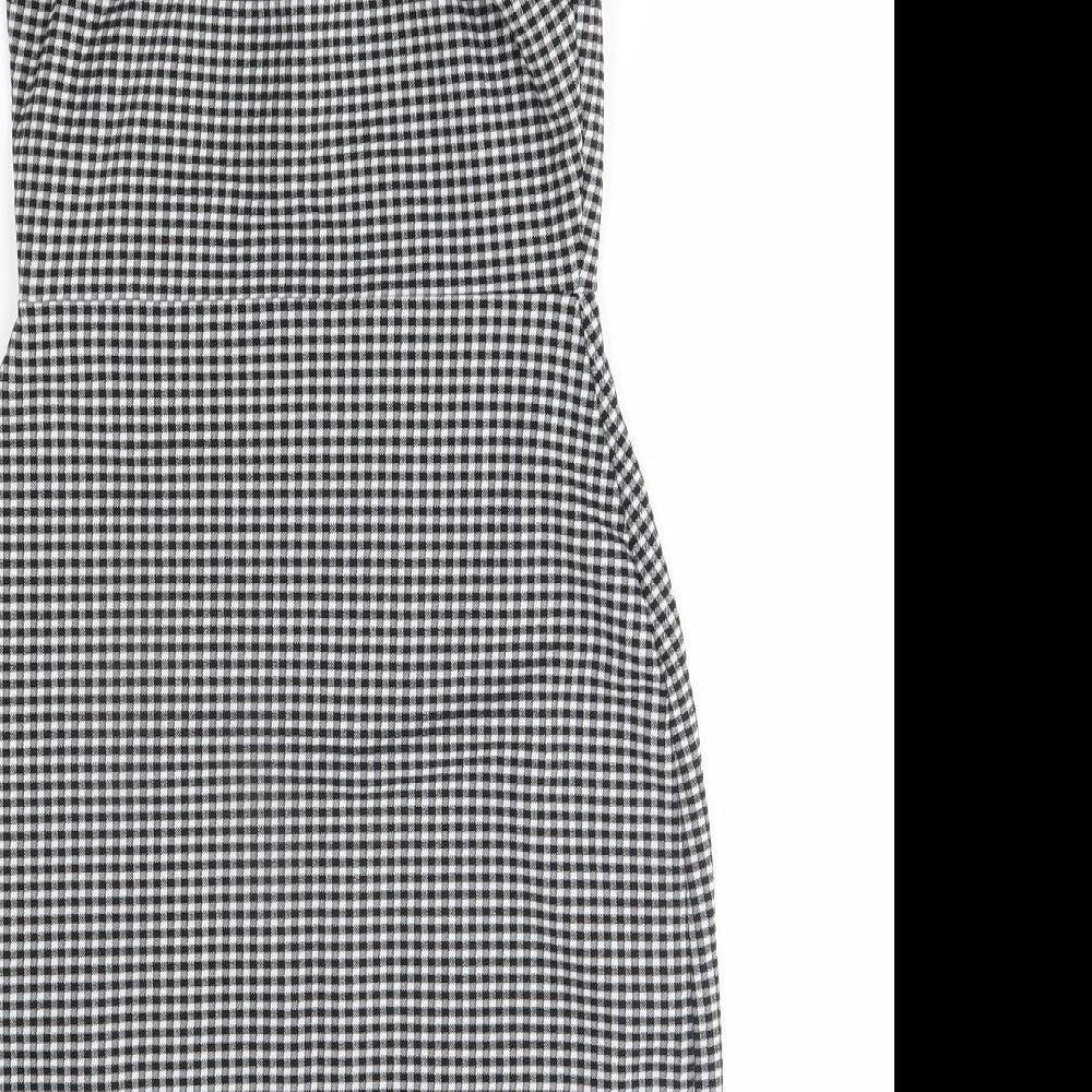Boohoo Womens Grey Check  A-Line  Size 10