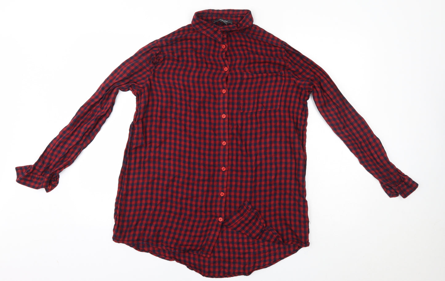Primark Womens Red Plaid  Basic Button-Up Size 14