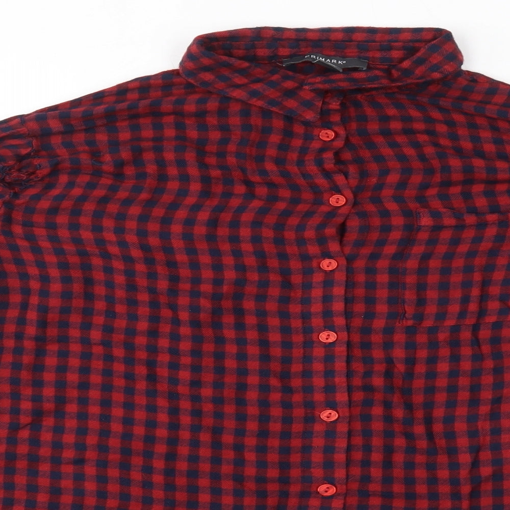 Primark Womens Red Plaid  Basic Button-Up Size 14