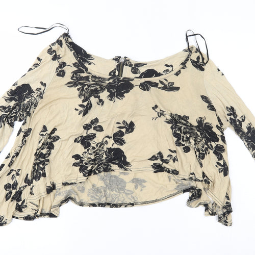 New Look Womens Beige Floral  Basic Blouse Size 10