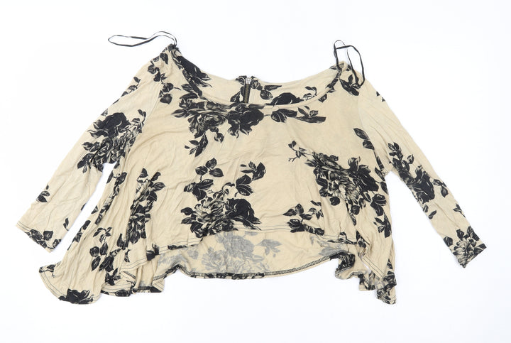 New Look Womens Beige Floral  Basic Blouse Size 10