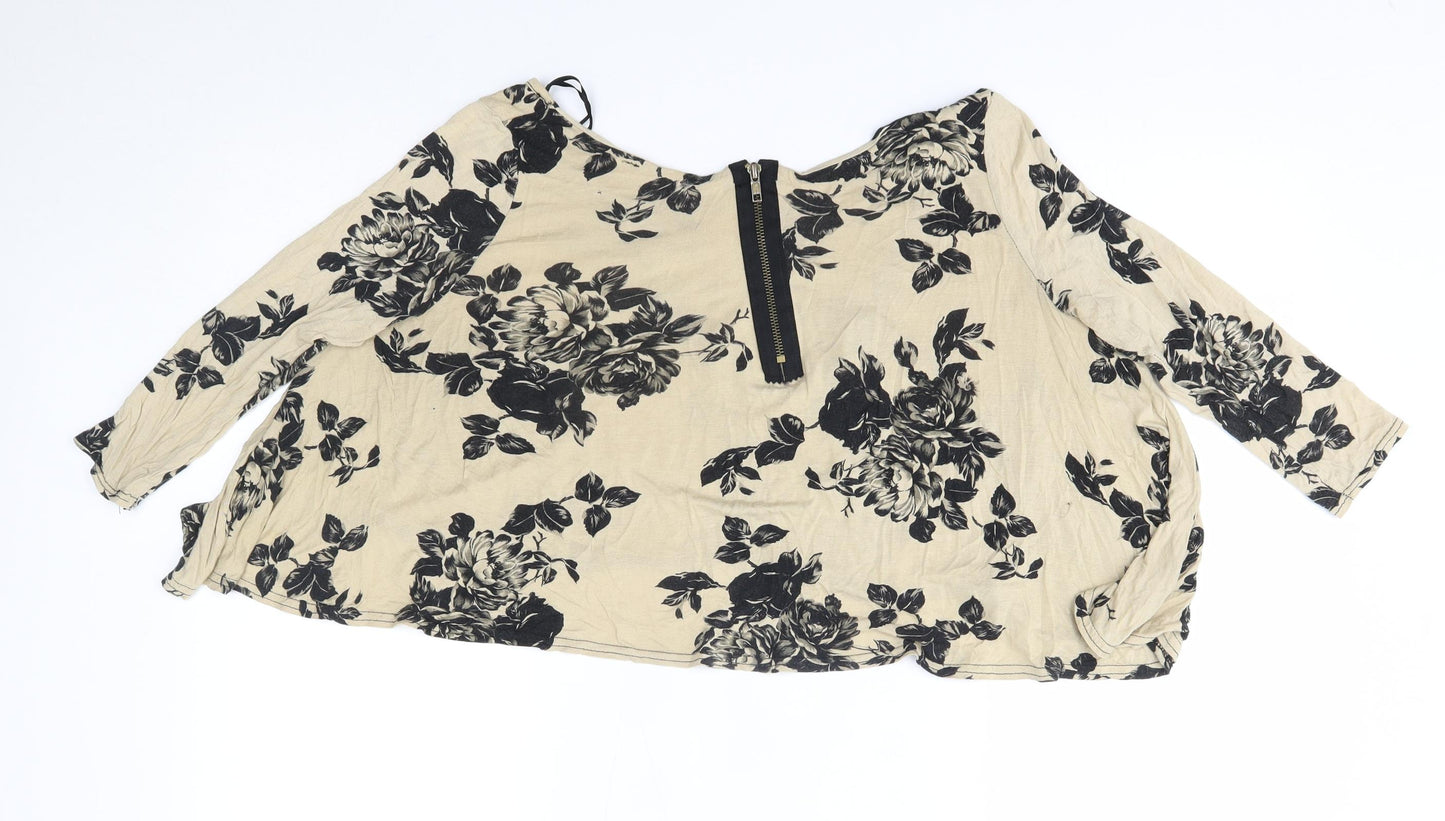 New Look Womens Beige Floral  Basic Blouse Size 10