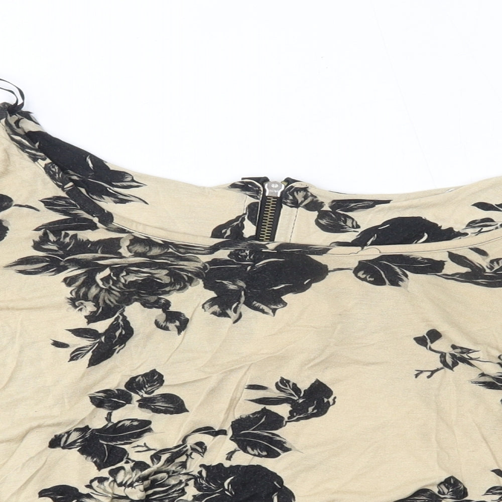 New Look Womens Beige Floral  Basic Blouse Size 10