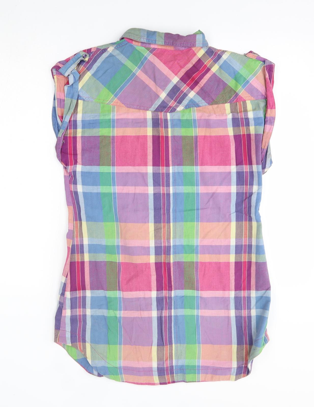 New Look Womens Multicoloured Plaid  Basic Button-Up Size 12