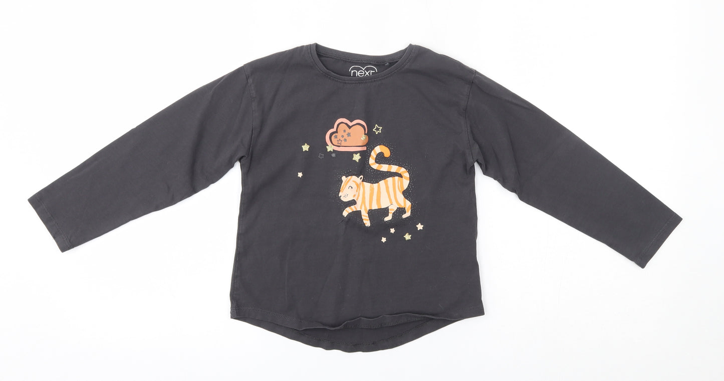 NEXT Girls Grey    Pyjama Top Size 5-6 Years  - cat