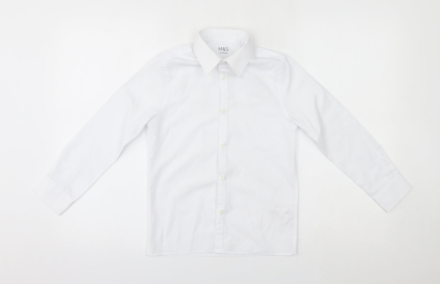 M&S Boys White   Basic Button-Up Size 8-9 Years