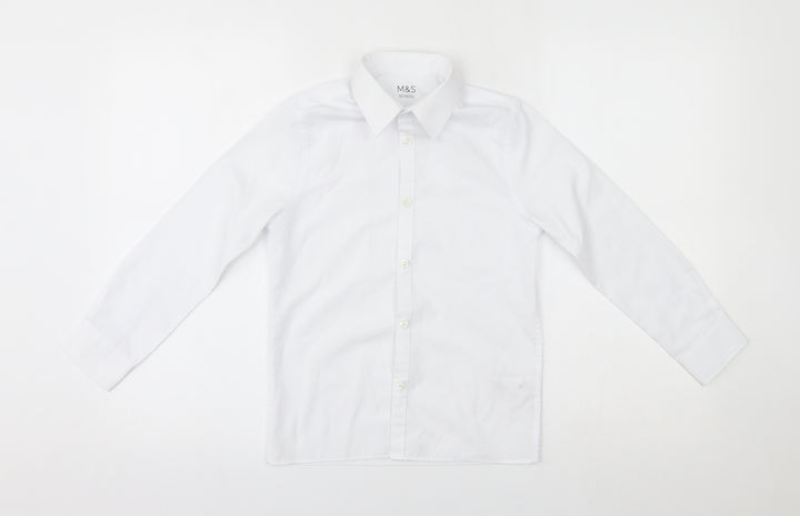 M&S Boys White   Basic Button-Up Size 8-9 Years