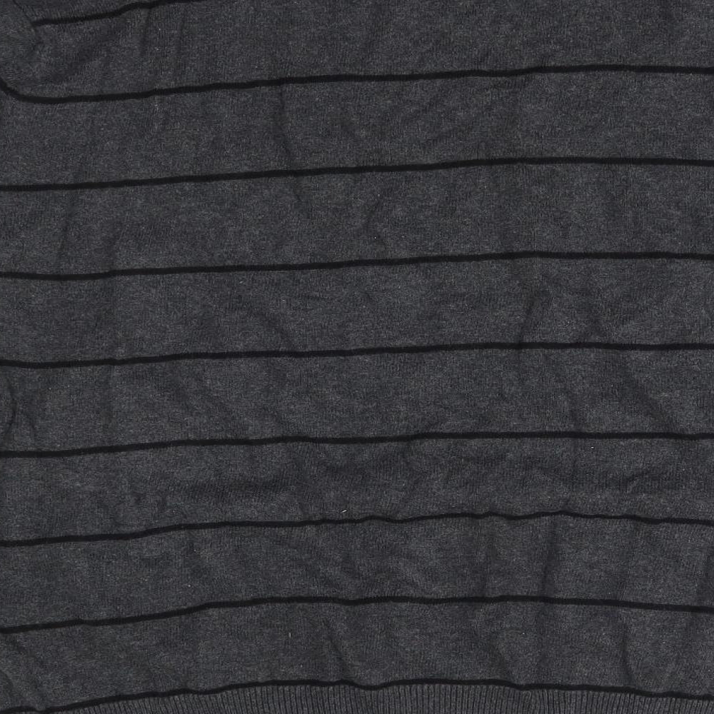 Vintage Mens Grey Striped  Pullover Jumper Size L