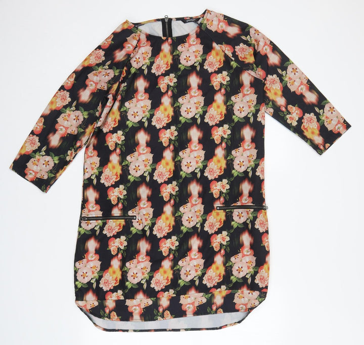 Golddigga Womens Multicoloured Floral Pinafore/Dungaree Dress