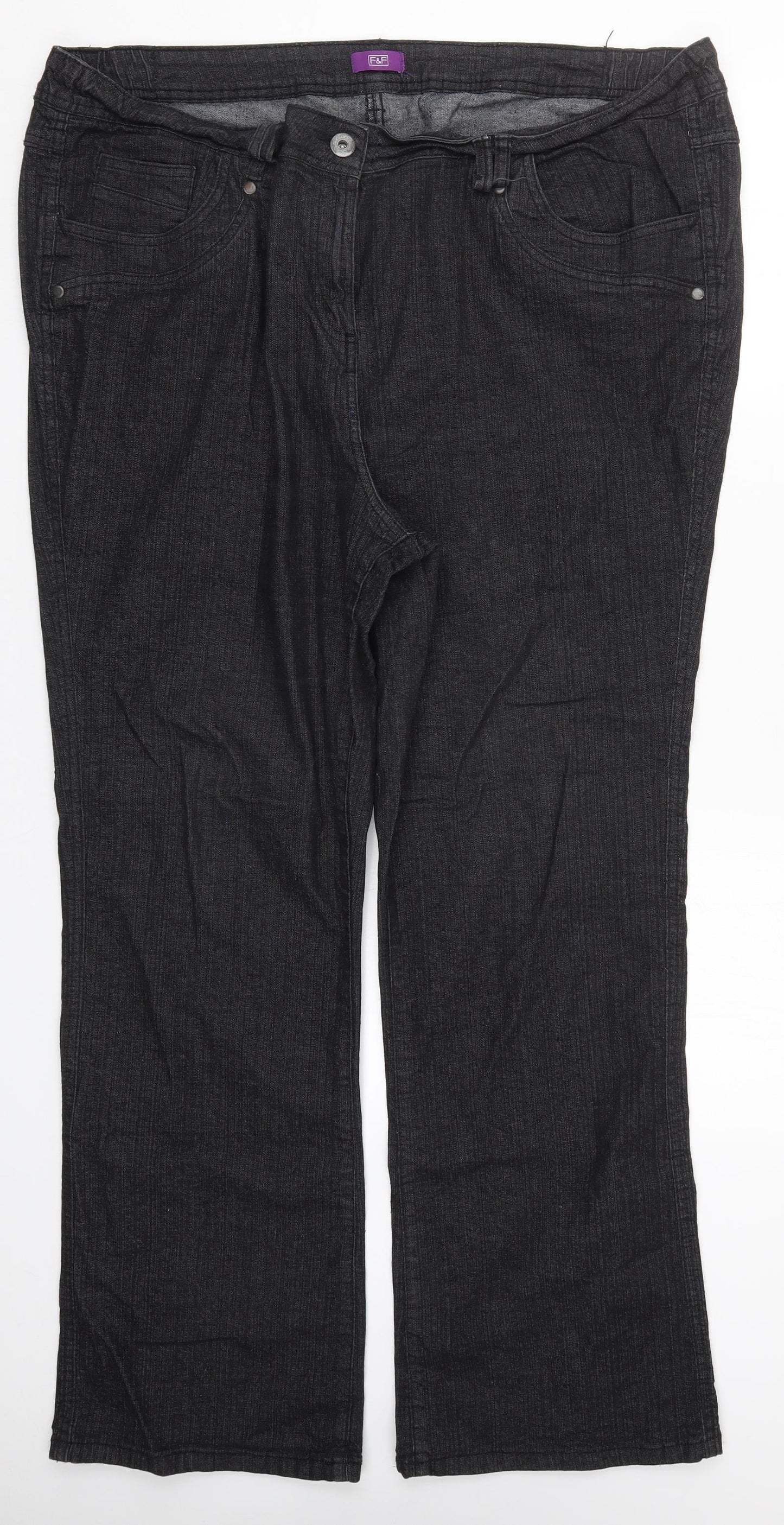 F&F Womens Black  Denim Straight Jeans Size 24 L30 in