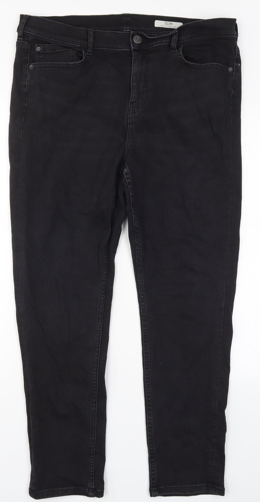 Marks and Spencer Womens Black  Denim Straight Jeans Size 18 L27 in