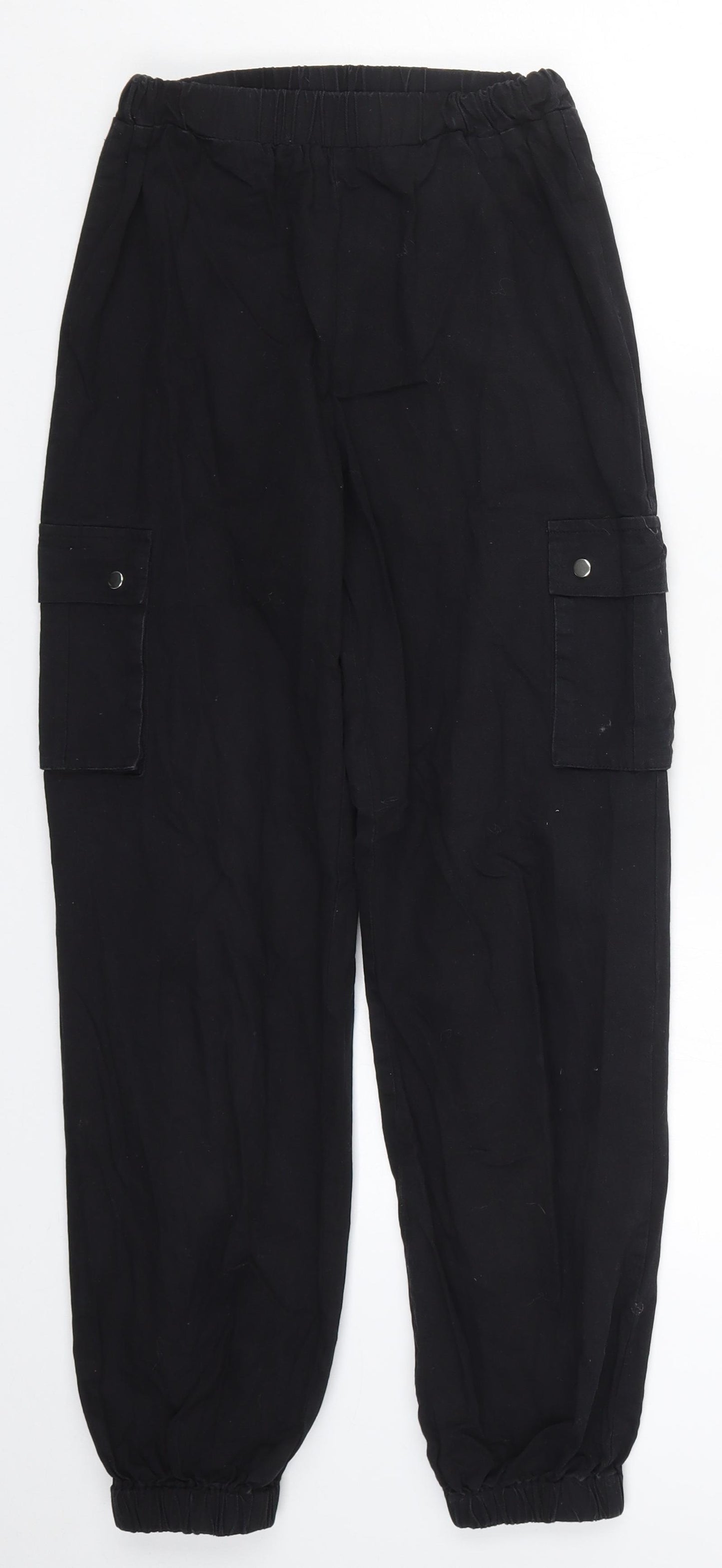 PRETTYLITTLETHING Womens Black   Cargo Trousers Size 6 L26 in