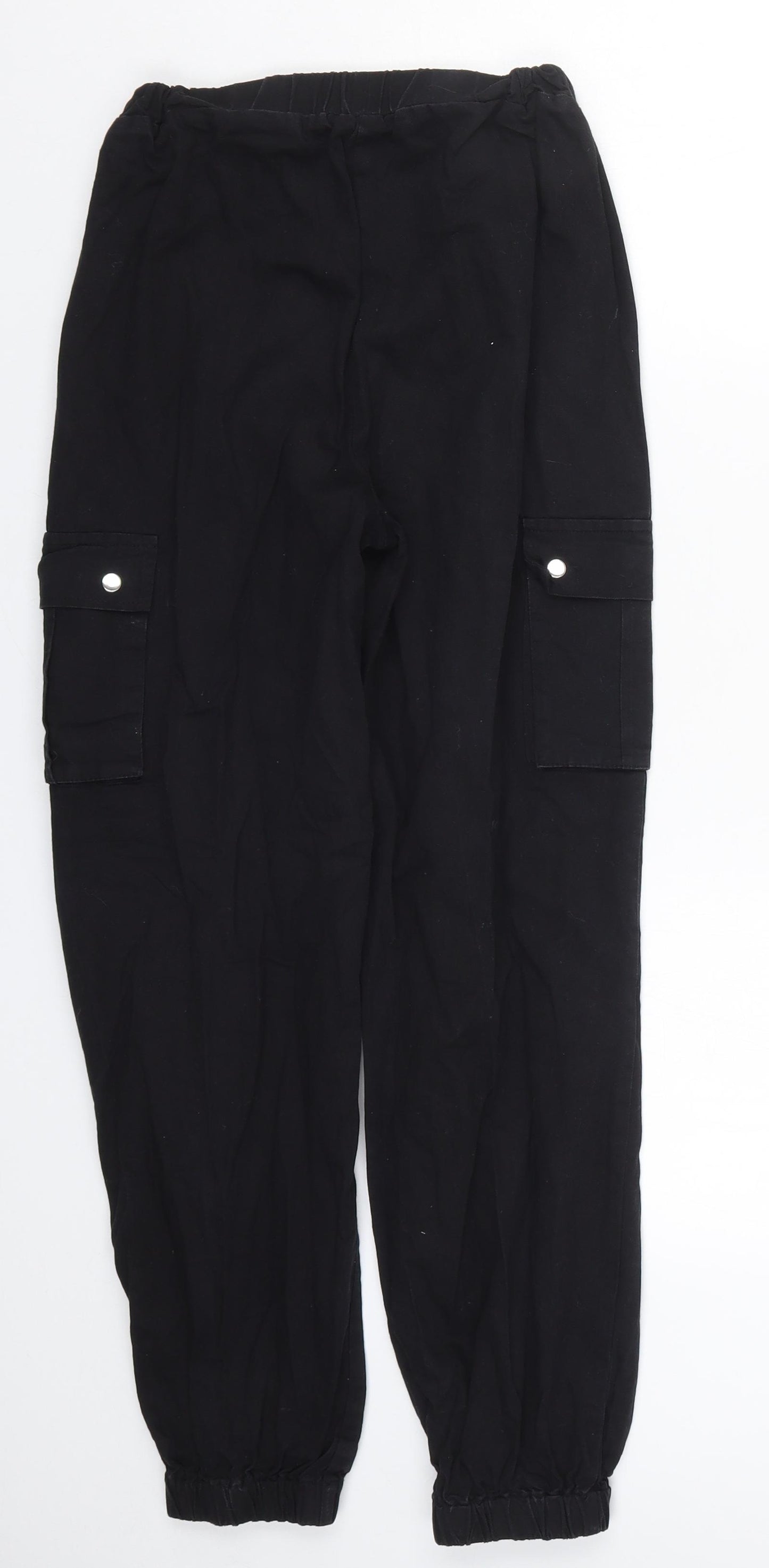 PRETTYLITTLETHING Womens Black   Cargo Trousers Size 6 L26 in