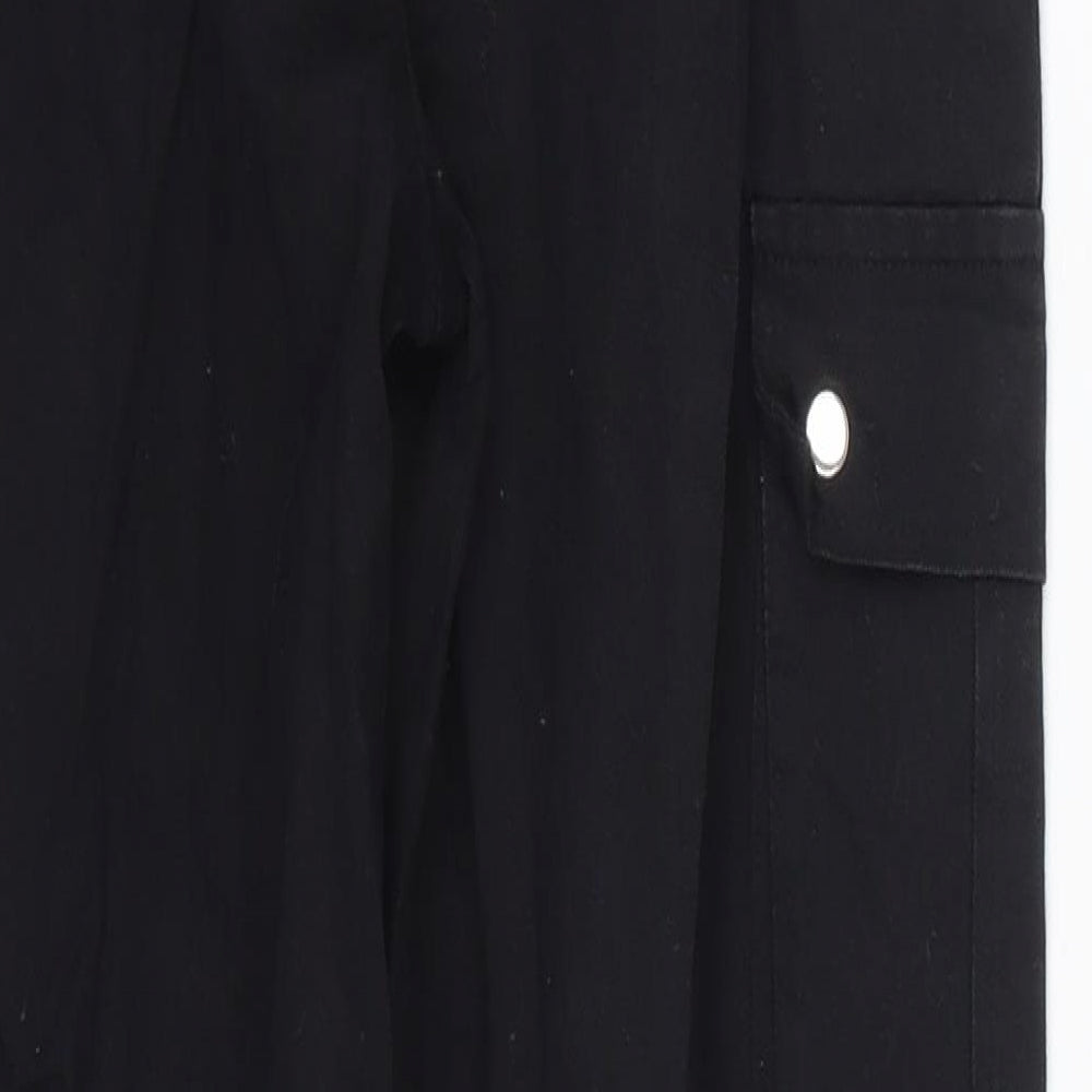PRETTYLITTLETHING Womens Black   Cargo Trousers Size 6 L26 in