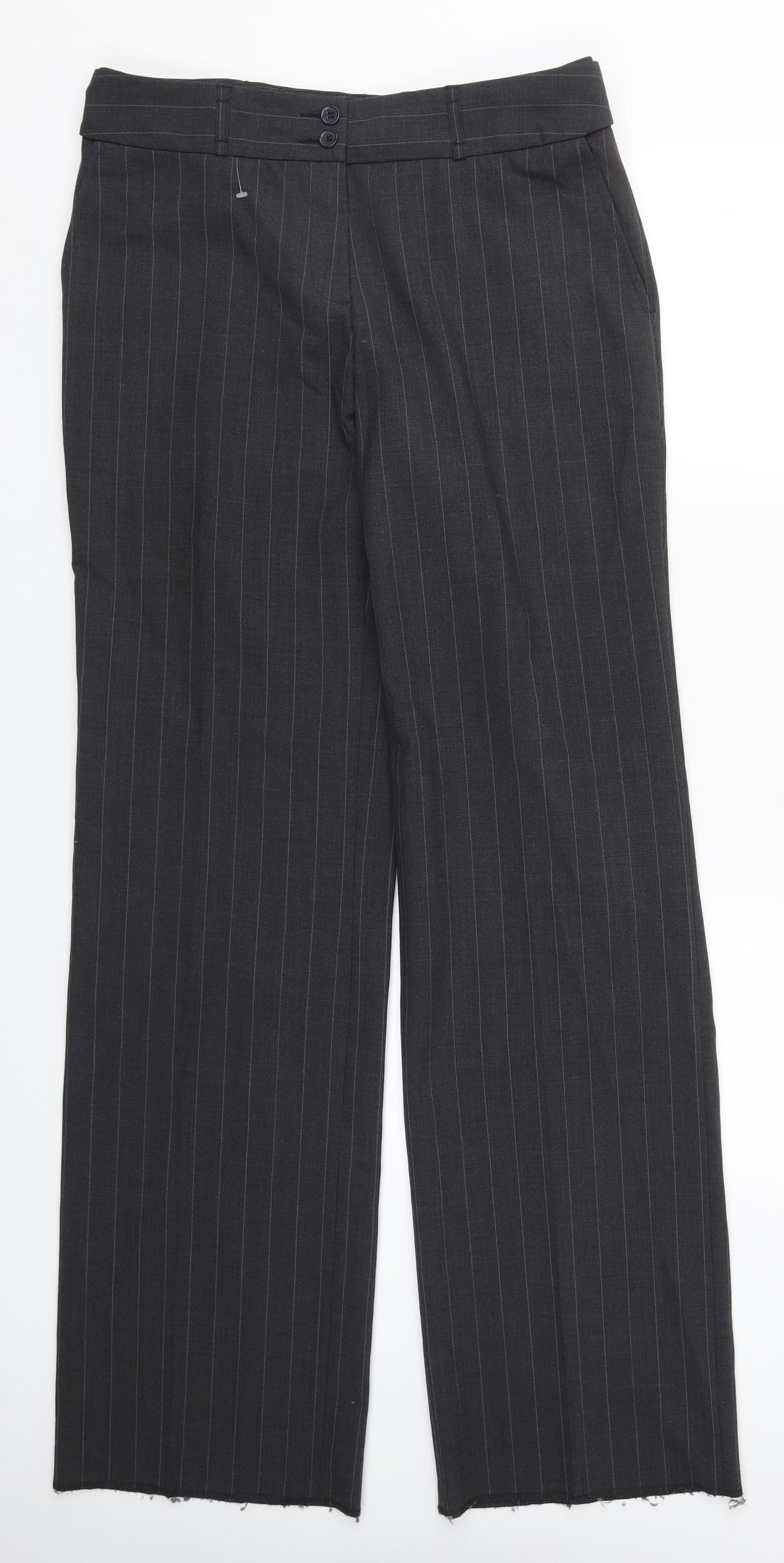 Simon Jersey Womens Grey Striped  Trousers  Size 12 L34 in