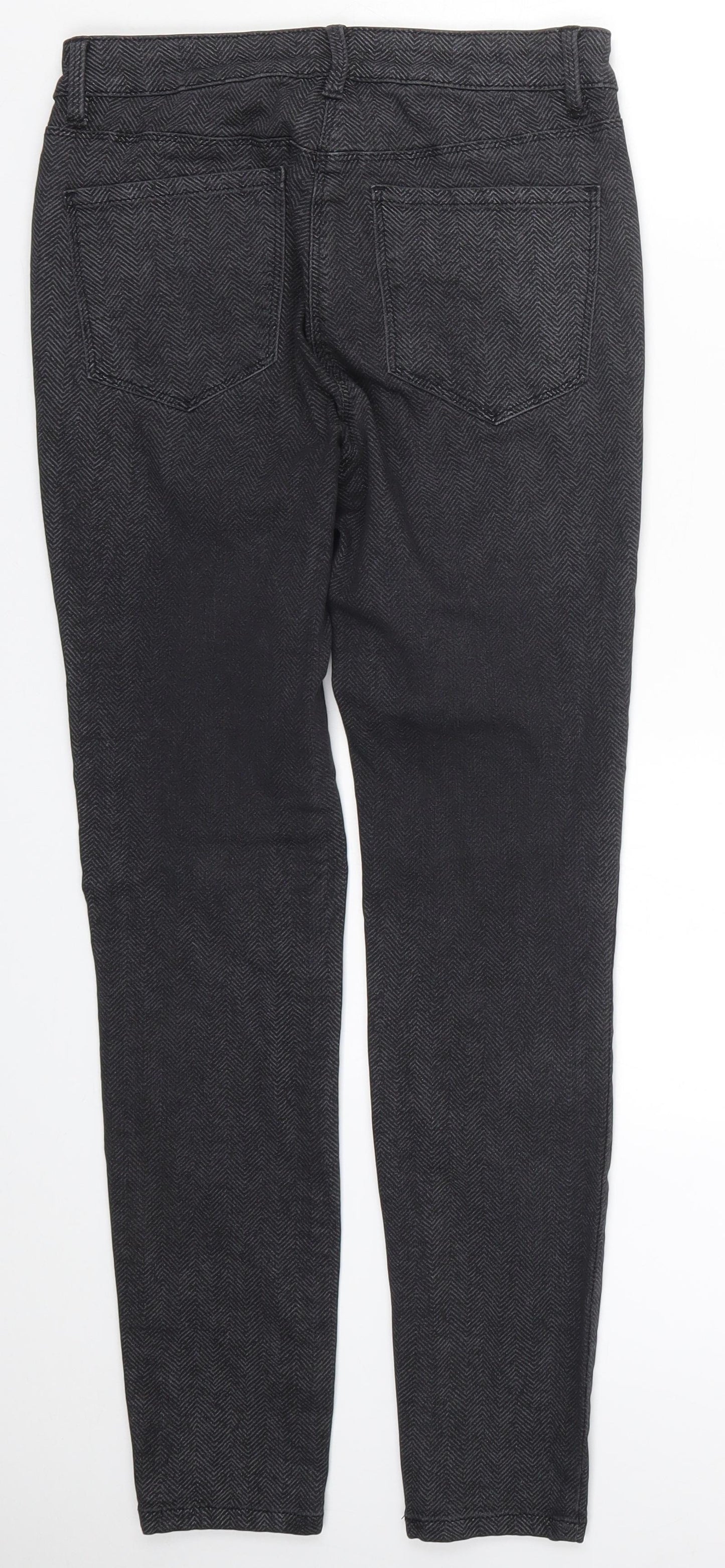 NEXT Womens Grey Herringbone Denim Skinny Jeans Size 8 L27 in
