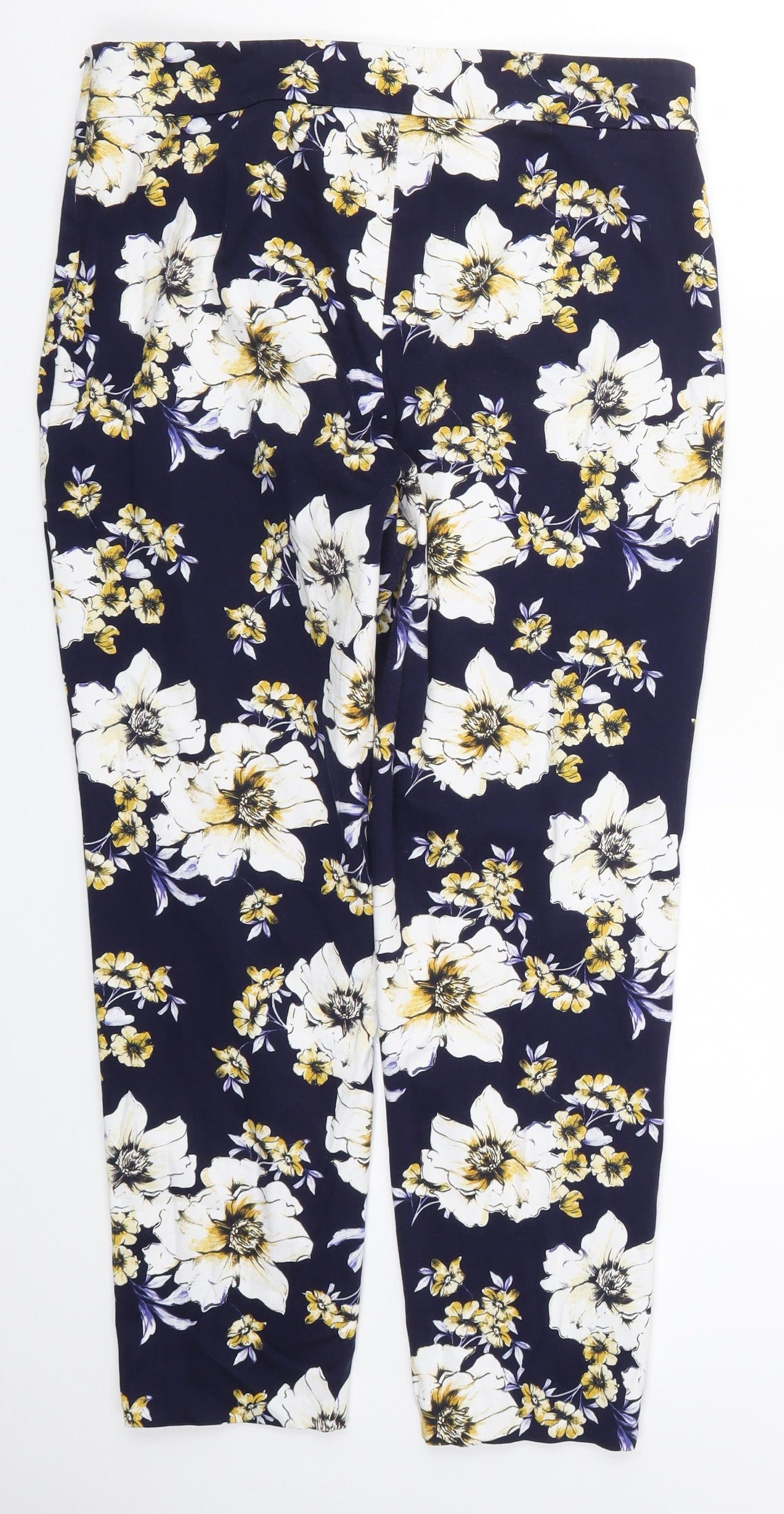 F&F Womens Blue Floral  Trousers  Size 14 L26 in