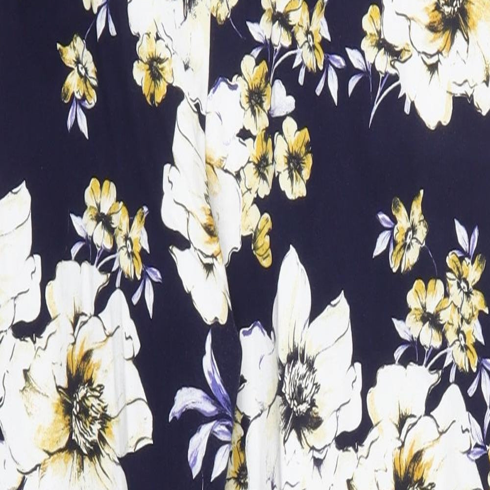 F&F Womens Blue Floral  Trousers  Size 14 L26 in
