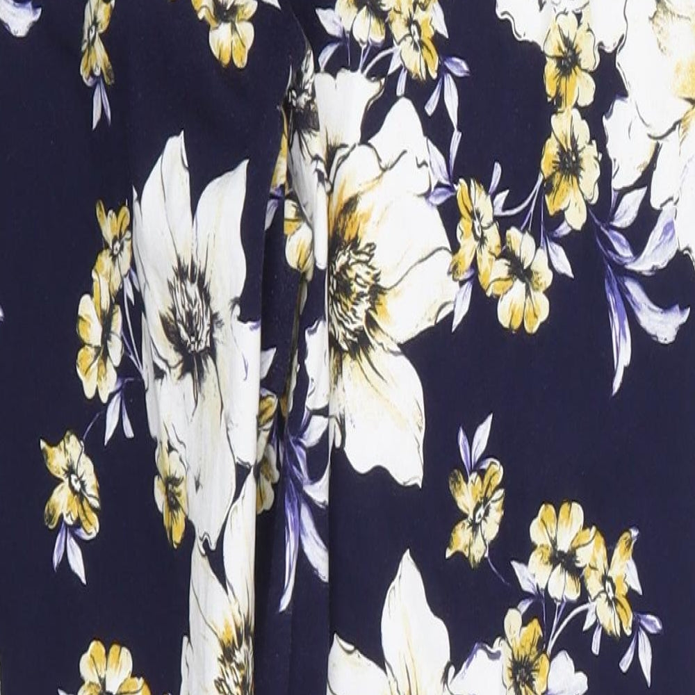F&F Womens Blue Floral  Trousers  Size 14 L26 in