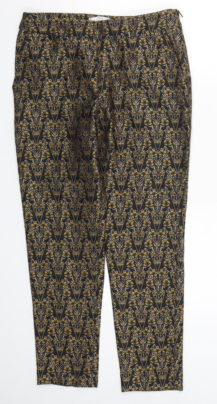 MNG Womens Yellow Fair Isle Trousers Size 8 L26 in