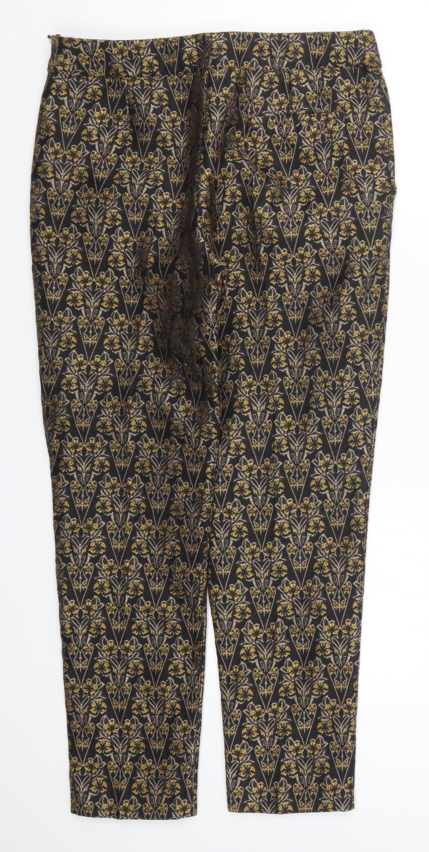 MNG Womens Yellow Fair Isle  Trousers  Size 8 L26 in