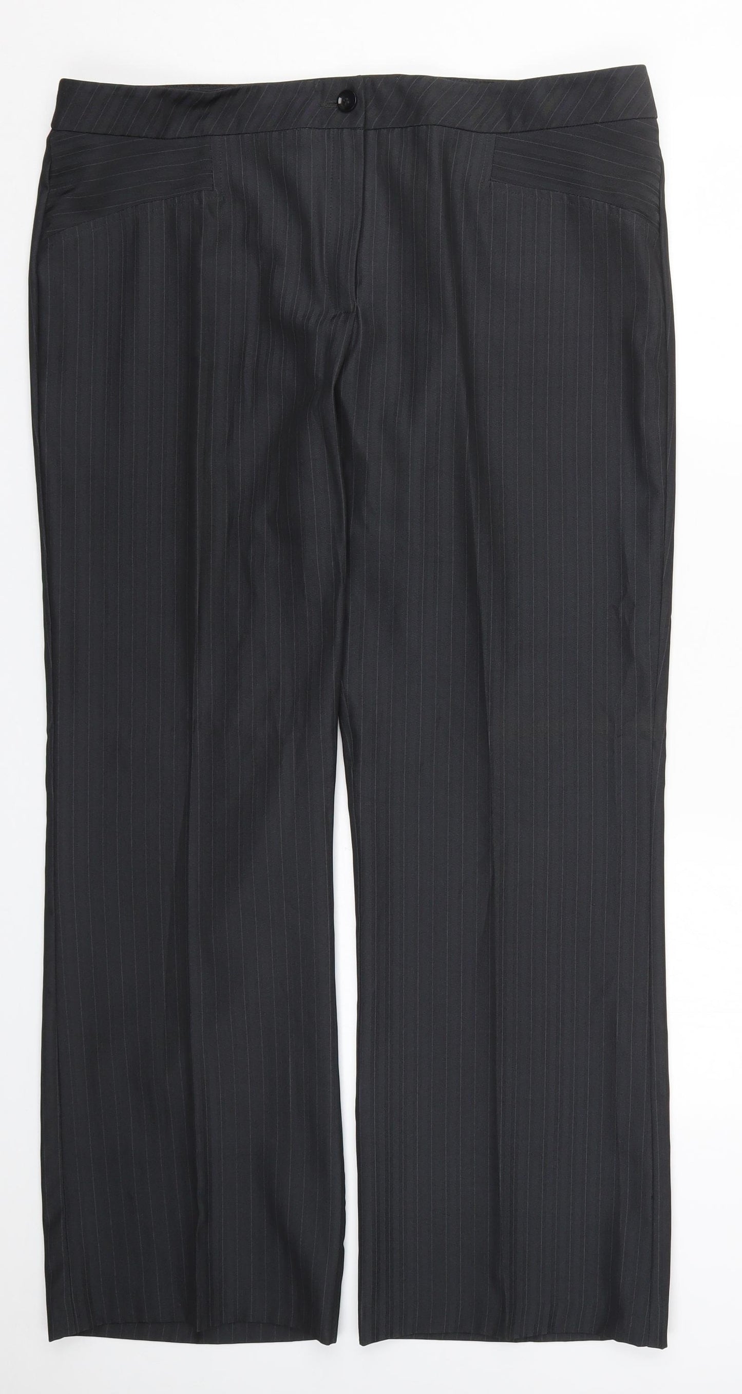George Womens Grey Striped  Trousers  Size 18 L29 in