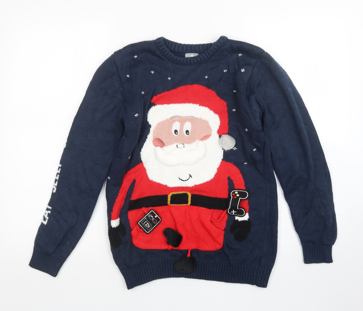 George Boys Blue  Knit Pullover Jumper Size 13-14 Years  - Christmas
