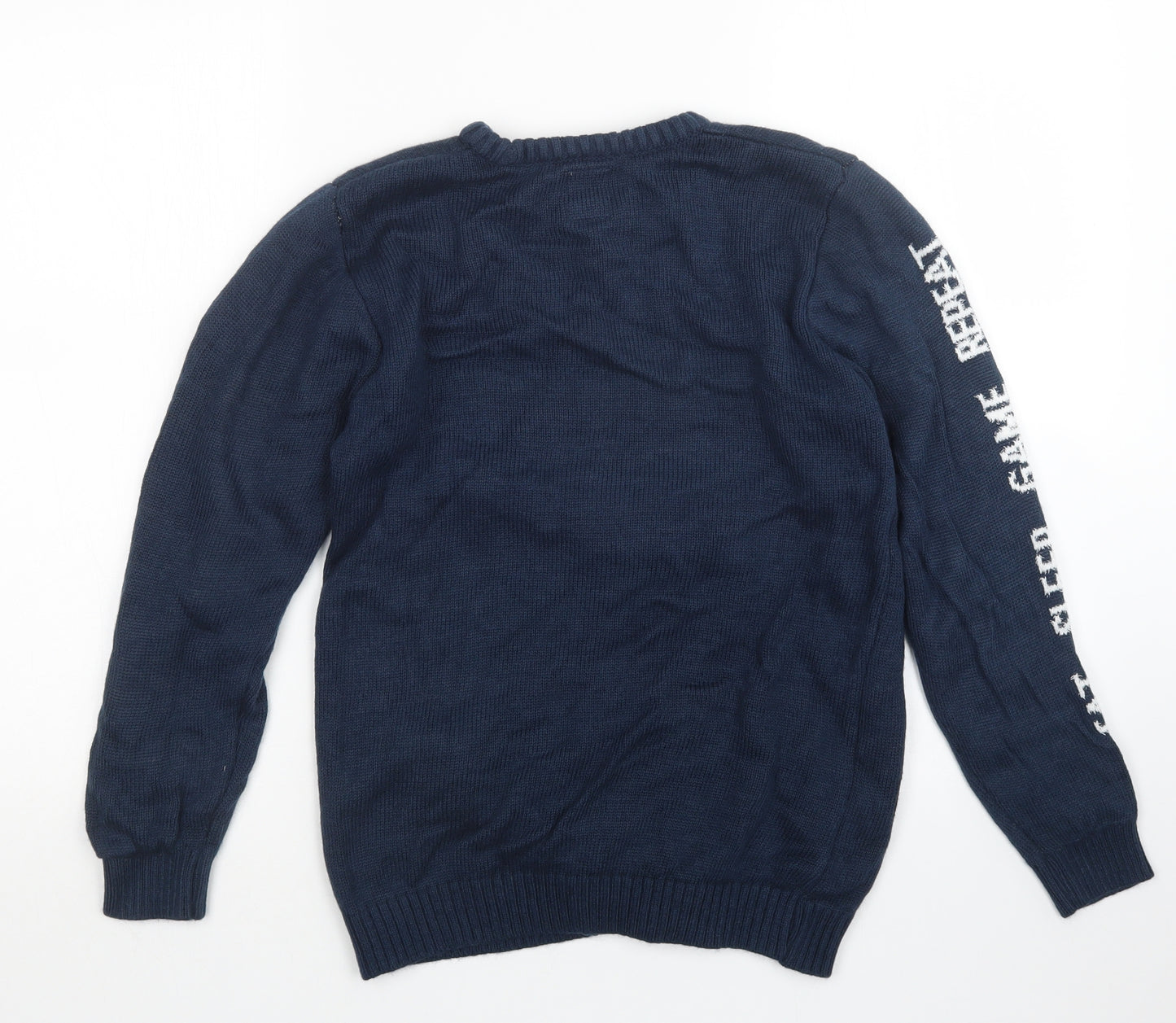 George Boys Blue  Knit Pullover Jumper Size 13-14 Years  - Christmas