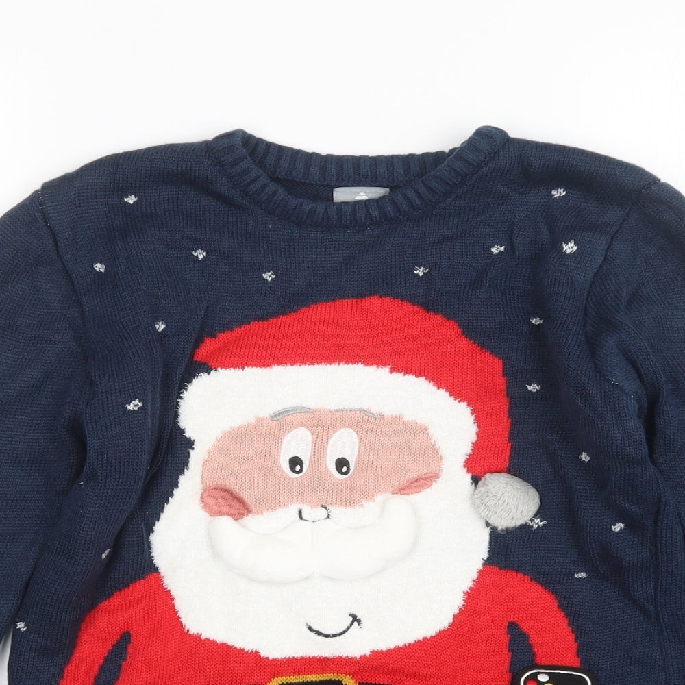 George Boys Blue  Knit Pullover Jumper Size 13-14 Years  - Christmas