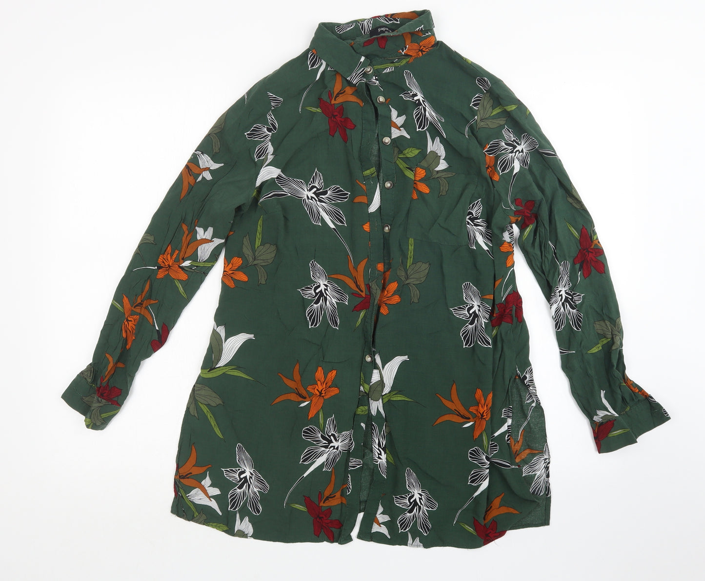 Papaya Womens Green Floral  Basic Button-Up Size 12