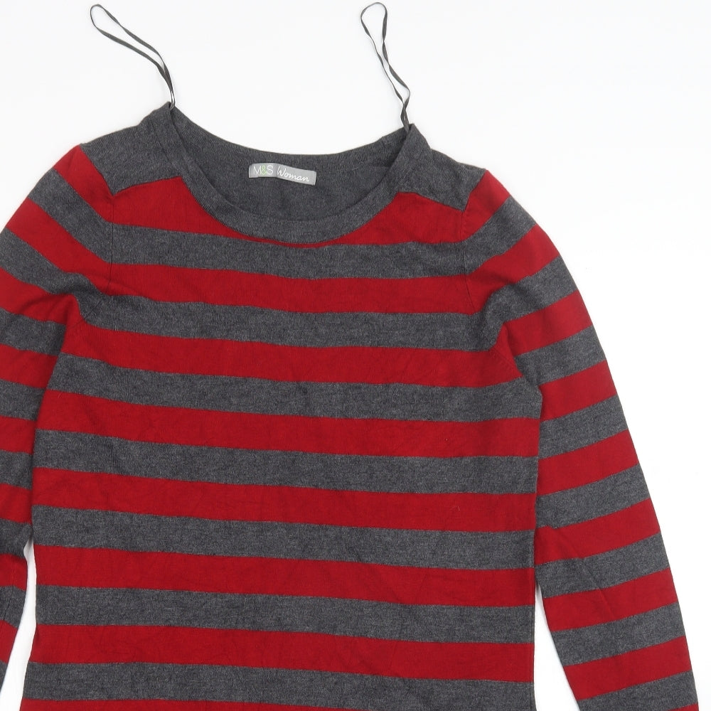 Marks and Spencer Womens Grey Striped  Pullover Jumper Size 12