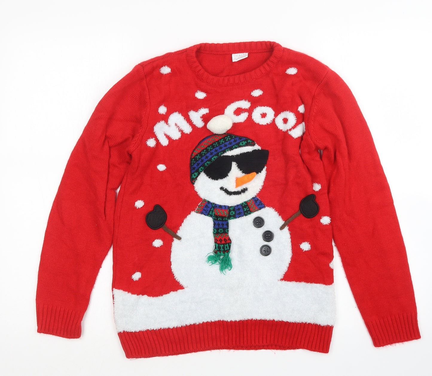 F&F Boys Red  Knit Pullover Jumper Size 11-12 Years  - Christmas