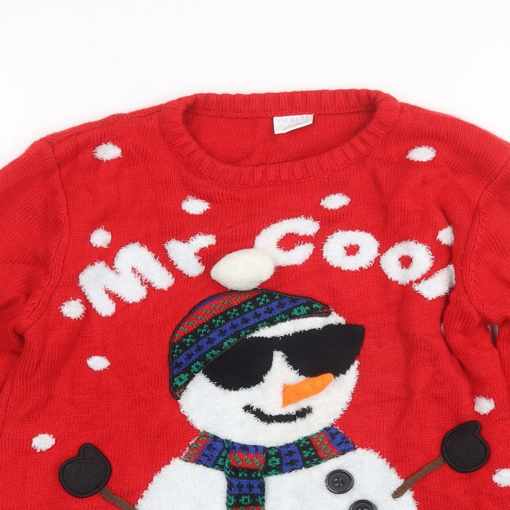 F&F Boys Red  Knit Pullover Jumper Size 11-12 Years  - Christmas