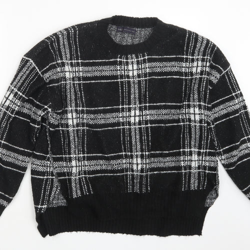 Marks and Spencer Womens Black Check Knit Pullover Jumper Size XL