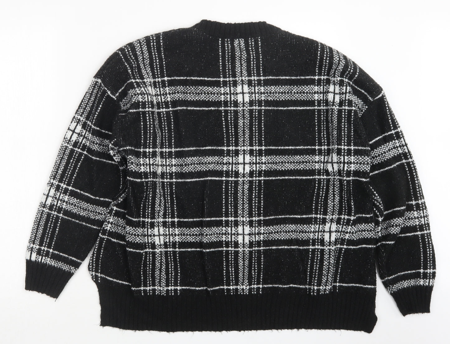 Marks and Spencer Womens Black Check Knit Pullover Jumper Size XL