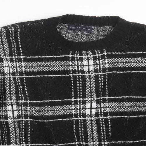Marks and Spencer Womens Black Check Knit Pullover Jumper Size XL