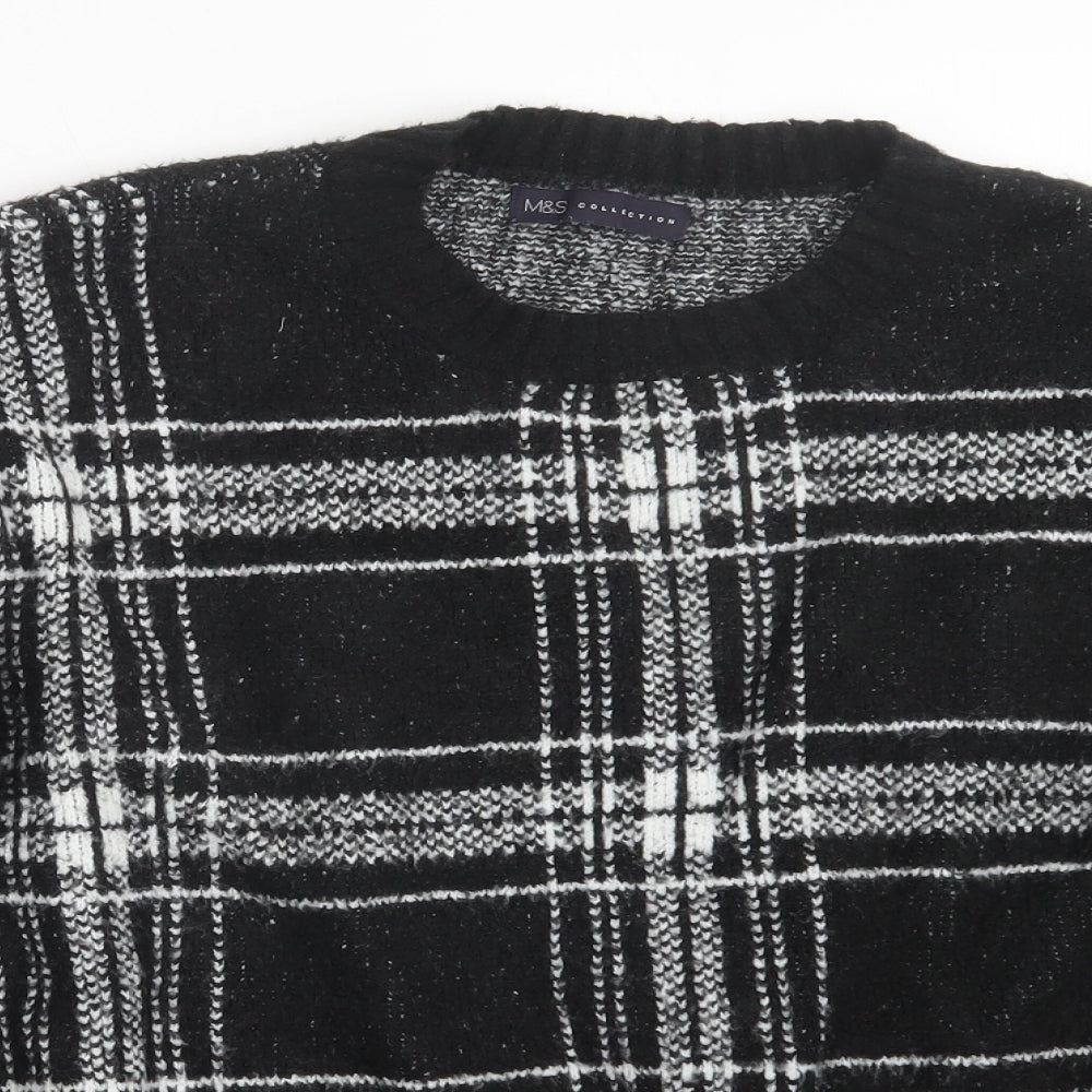 Marks and Spencer Womens Black Check Knit Pullover Jumper Size XL