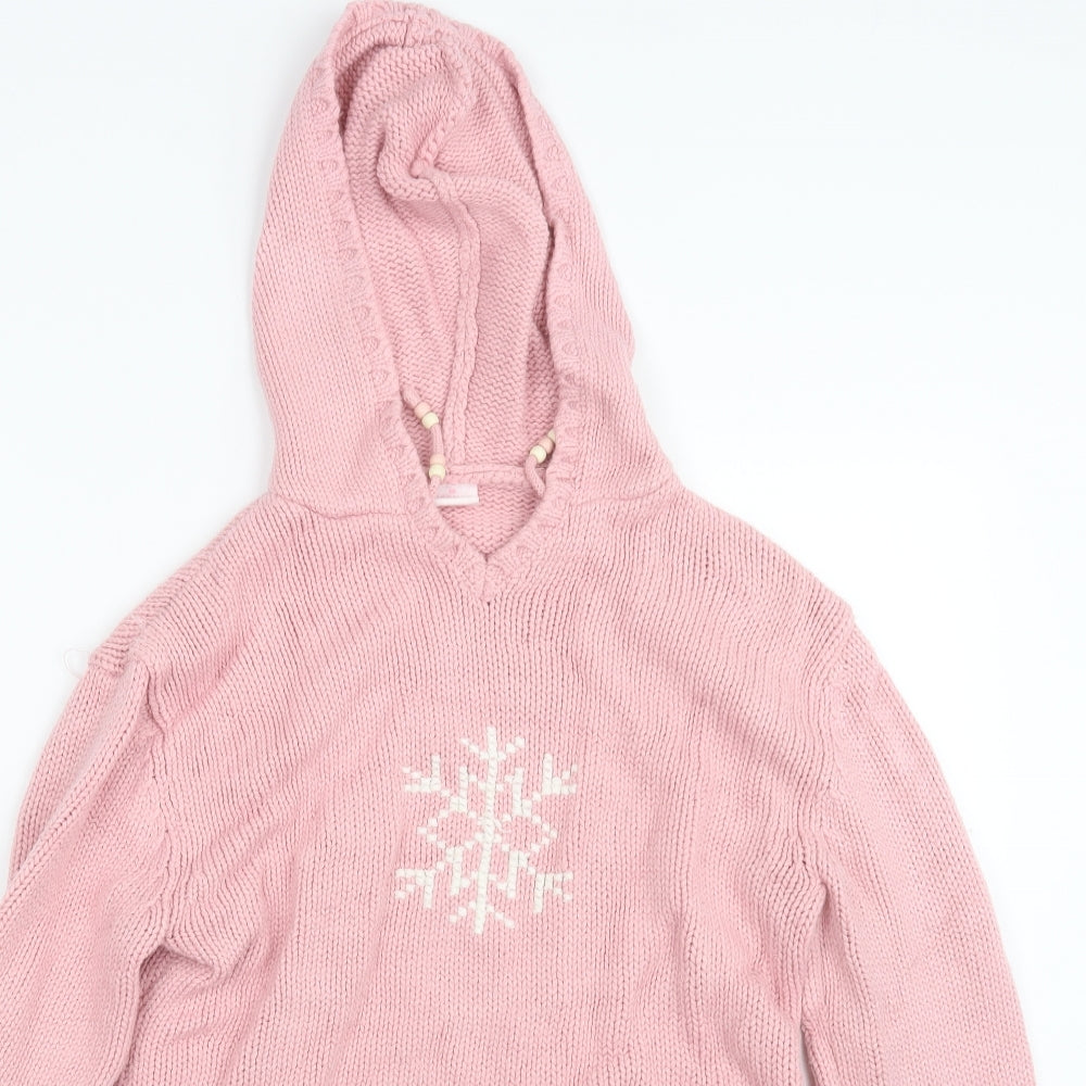 NAF NAF Girls Pink  Knit Pullover Hoodie Size 13 Years  - Christmas