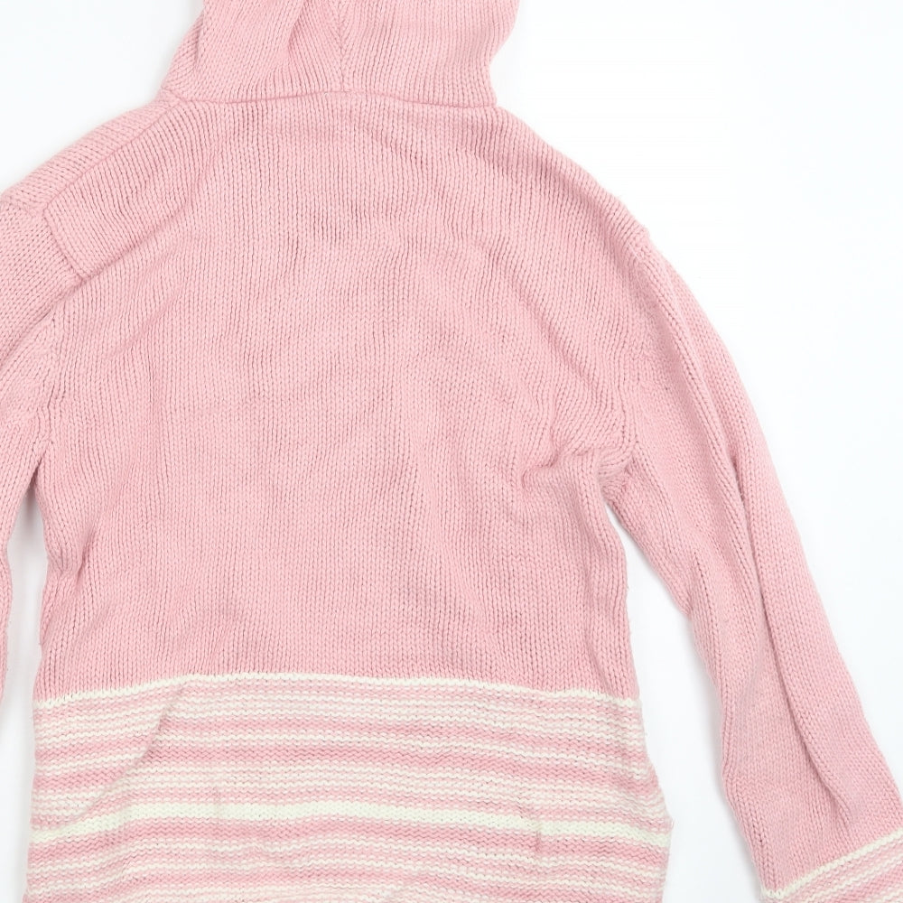 NAF NAF Girls Pink  Knit Pullover Hoodie Size 13 Years  - Christmas