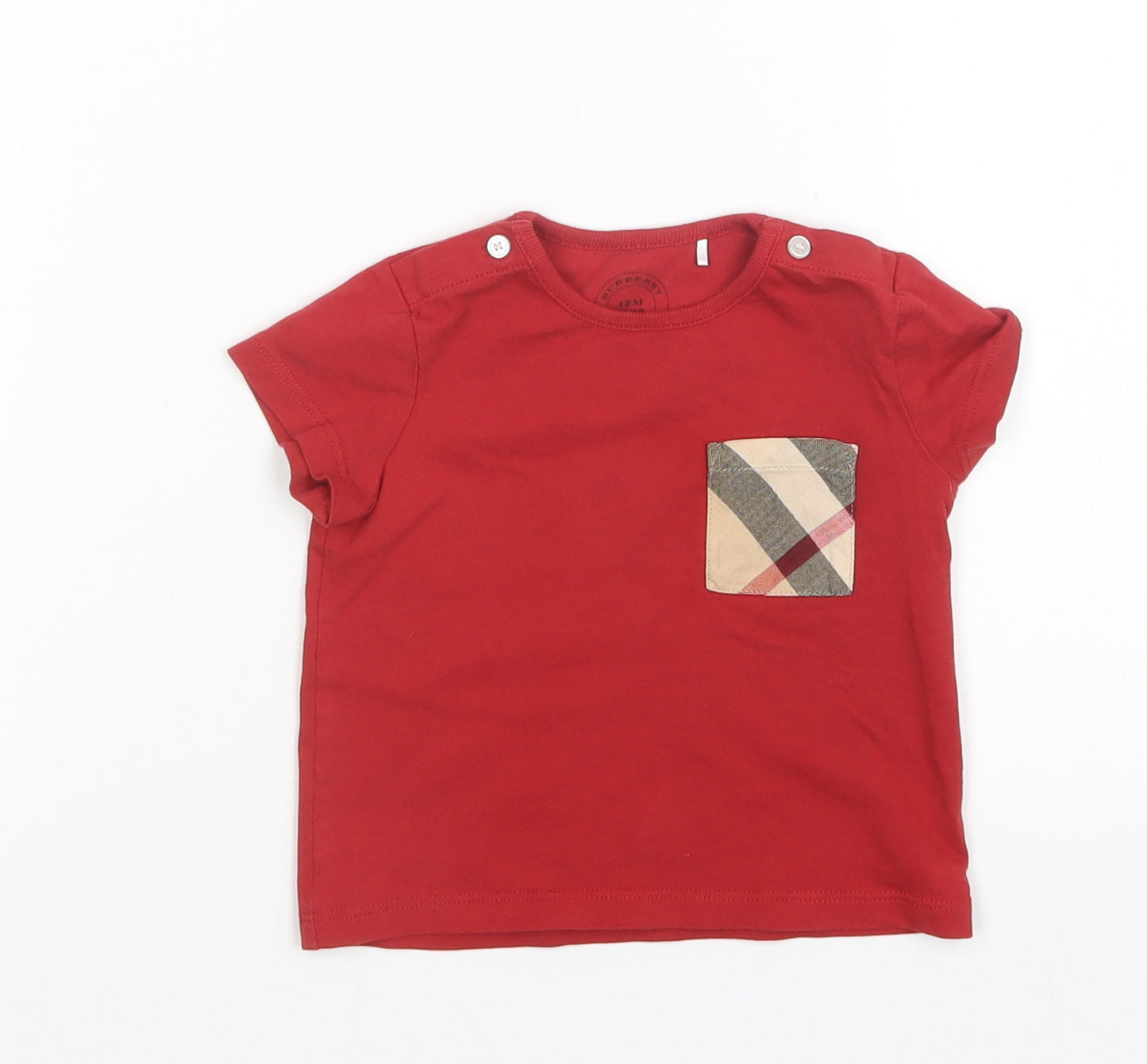 Burberry Boys Red   Basic T-Shirt Size 12 Months