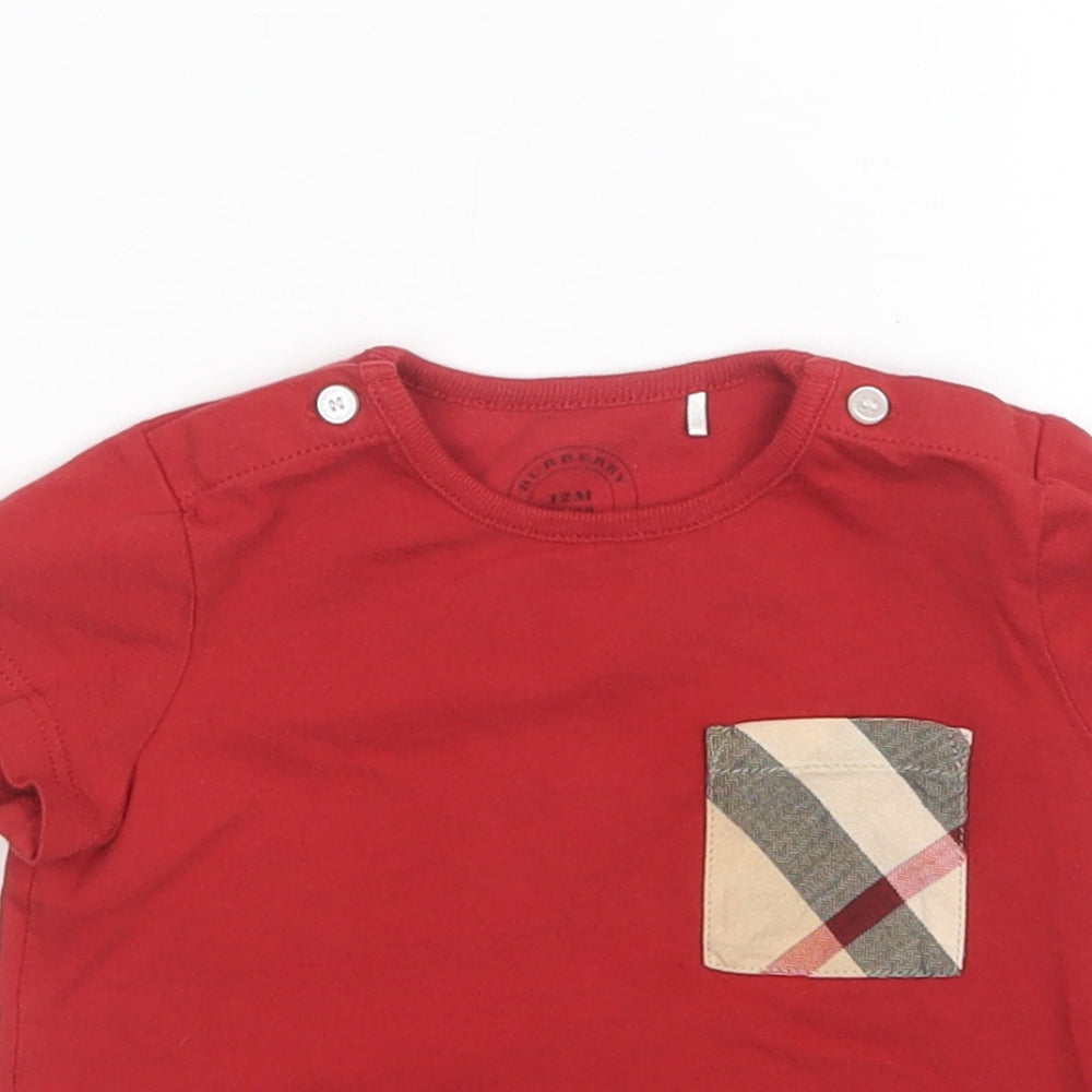 Burberry Boys Red   Basic T-Shirt Size 12 Months