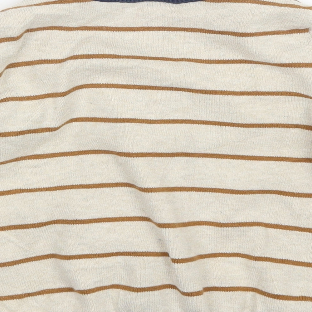 H&M Boys Beige Striped Knit Cardigan Jumper Size 9-12 Months