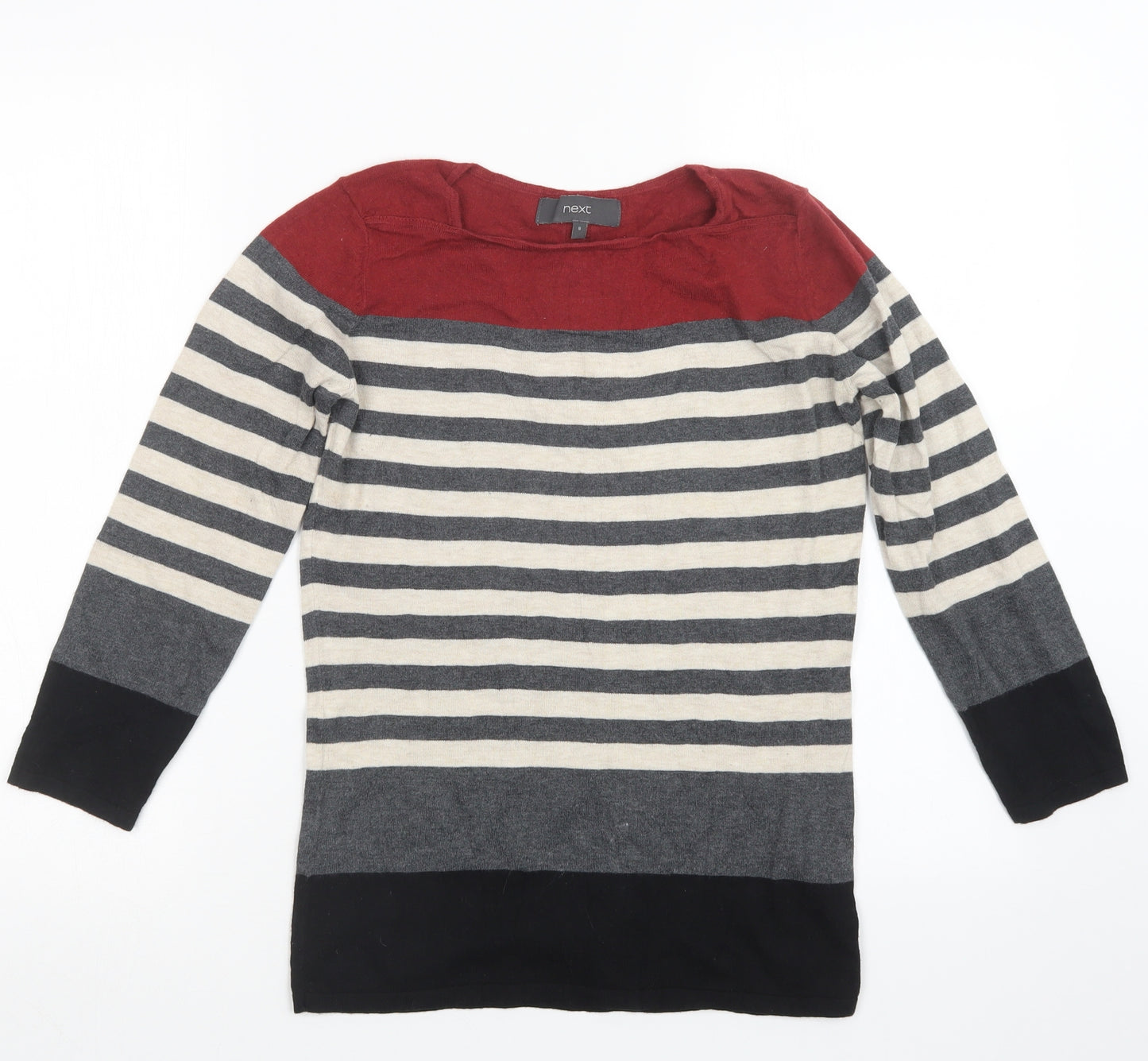 NEXT Womens Grey Striped Knit Pullover Jumper Size 8