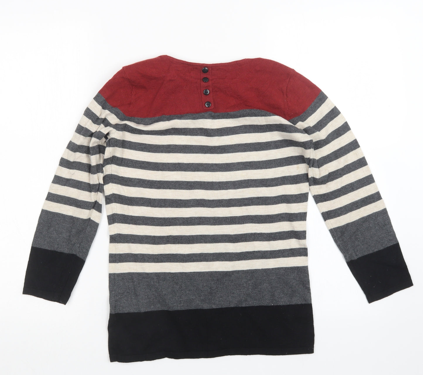NEXT Womens Grey Striped Knit Pullover Jumper Size 8
