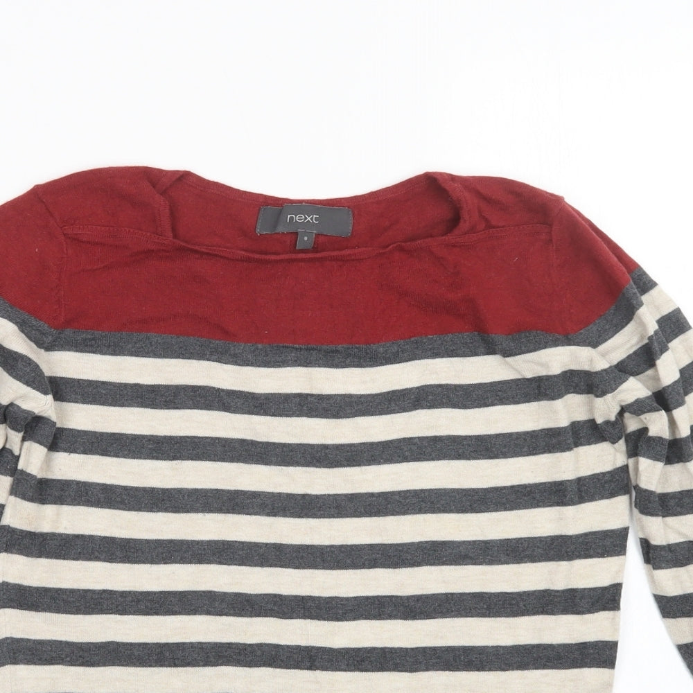 NEXT Womens Grey Striped Knit Pullover Jumper Size 8