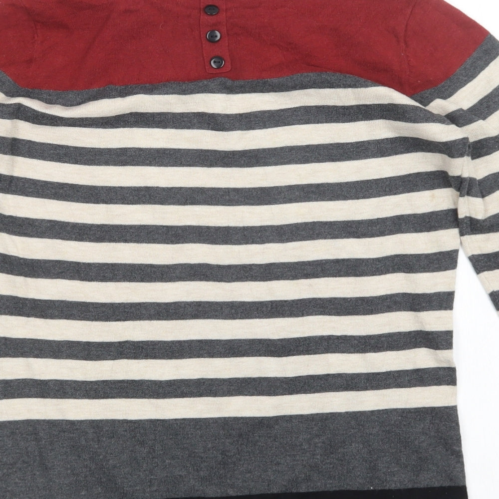 NEXT Womens Grey Striped Knit Pullover Jumper Size 8