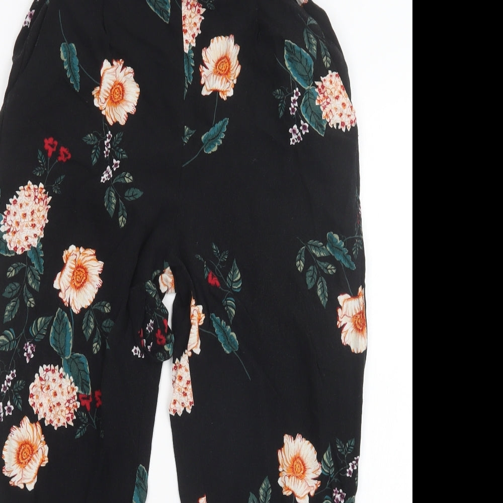 Dorothy Perkins Womens Black Floral  Trousers  Size 6 L22 in