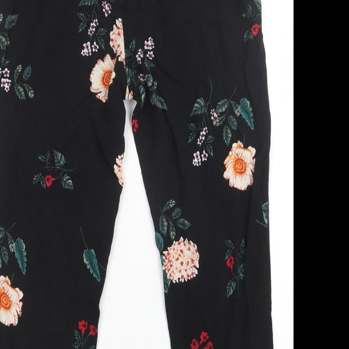 Dorothy Perkins Womens Black Floral  Trousers  Size 6 L22 in