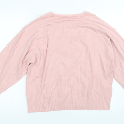 Sweet Girl Womens Pink  Knit Pullover Jumper Size L